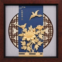 金箔畫 純金 素雅系列【花開富貴】...30x30cm