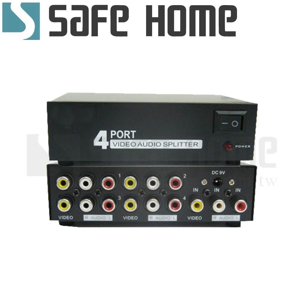 SAFEHOME AV 視頻分配器一組視頻輸入可提供四組同時輸出 1台影音設備輸入，4台電視/投影機同時輸出 SAP104