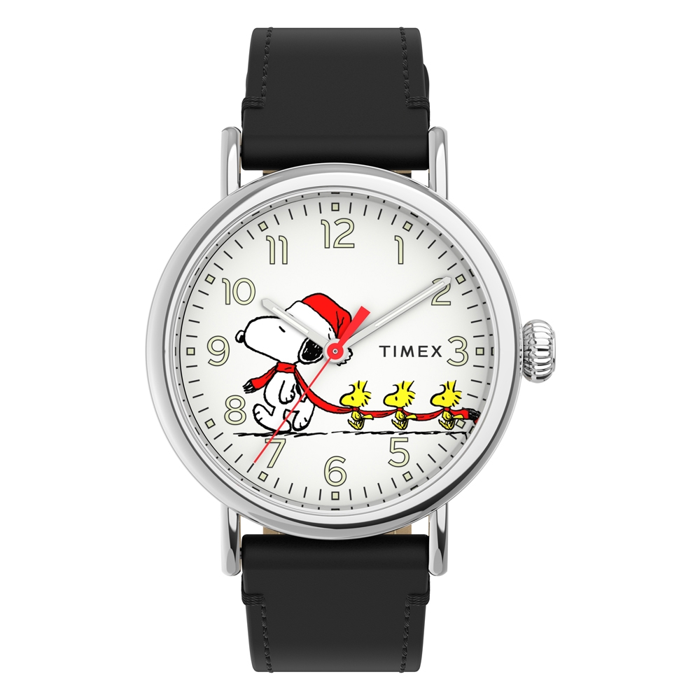 TIMEX 天美時 x SNOOPY 限量聯名系列聖誕款手錶-白x黑/40mm