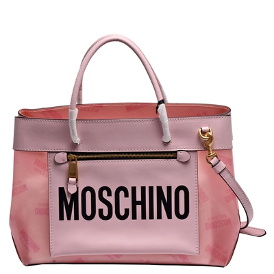 MOSCHINO 經典品牌LOGO手提/斜背包(粉紅色)