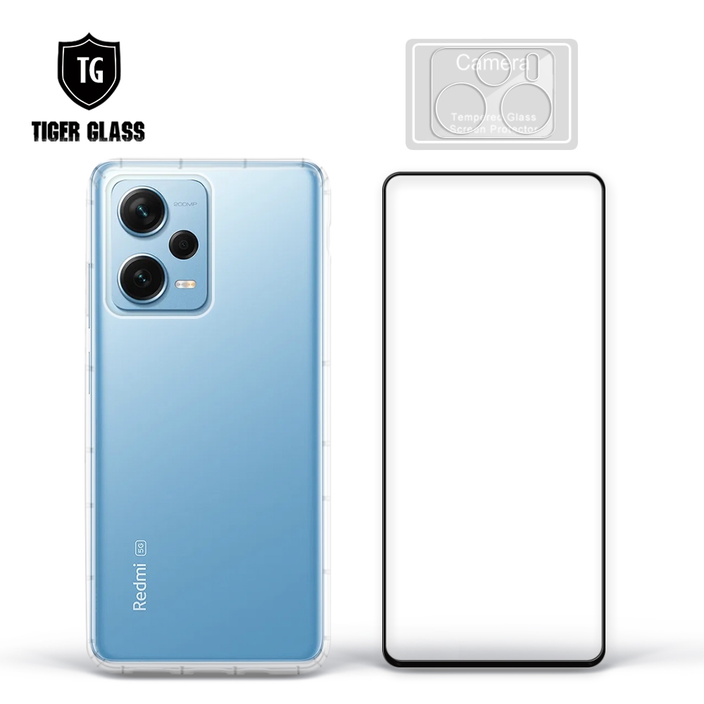 T.G MI 紅米 Note 12 Pro+ 手機保護超值3件組(透明空壓殼+鋼化膜+鏡頭貼)
