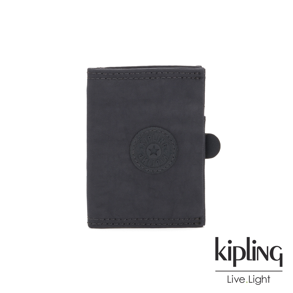 Kipling 都會簡約霧灰色暗釦卡夾-CARD KEEPER