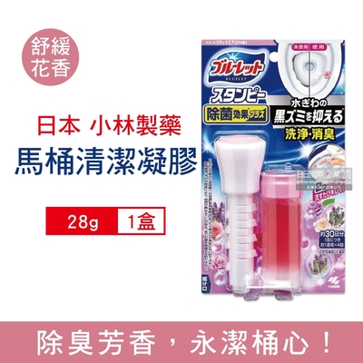 日本小林製藥 管型推桿式黏稠花瓣印3效合1除臭芳香去垢馬桶清潔凝膠劑28g/盒 3款可選 (潔廁凝膠,馬桶清潔)