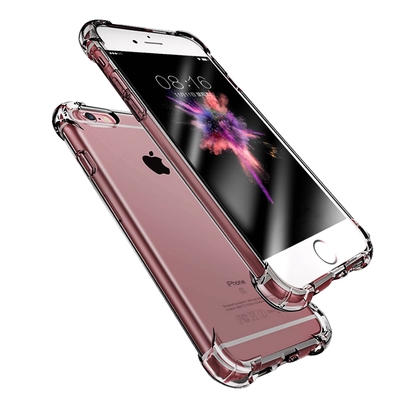 iPhone6 6s 手機保護殼加厚四角防摔氣囊保護套 透明黑