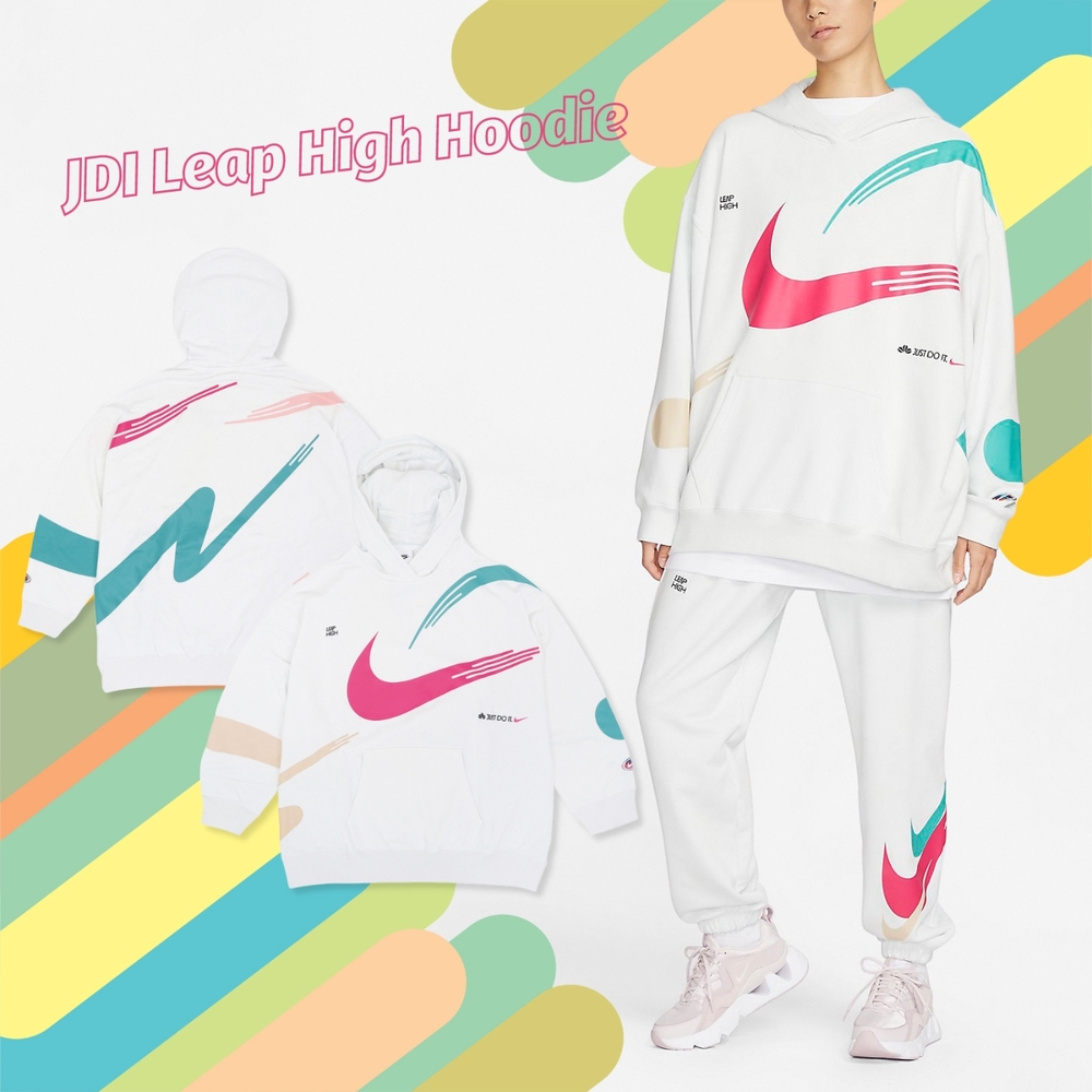 Nike 帽T JDI Leap High Hoodie 女款 白 桃紅 綠 CNY 新年 連帽上衣 寬鬆 FD4798-121