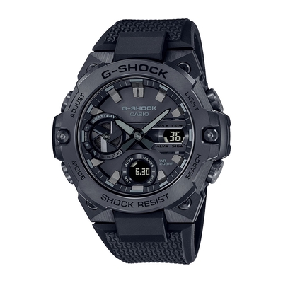 CASIO卡西歐 G-SHOCK 藍牙 太陽能電力 碳纖維核心防護 百搭酷黑 輕薄升級 GST-B400BB-1A_49.6mm