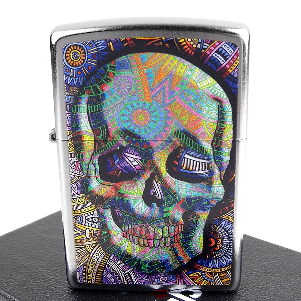 ZIPPO 美系~Geometric Skull-幾何骷髏曼陀羅圖案打火機