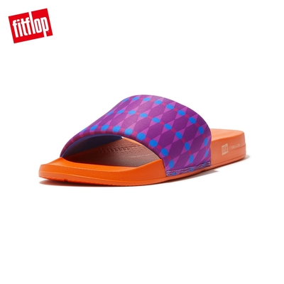 【FitFlop】iQUSHION X YINKA ILORI WATER-RESISTANT SLIDES輕量人體工學夾腳涼鞋-男(紫色/藍霧色)