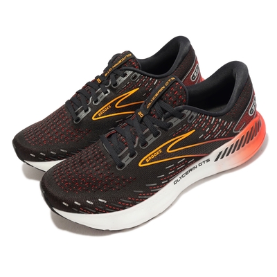 Brooks 慢跑鞋 Glycerin GTS 20 男鞋 黑 橘 運動鞋 甘油系列 氮氣中底 支撐 馬拉松 1103831D090