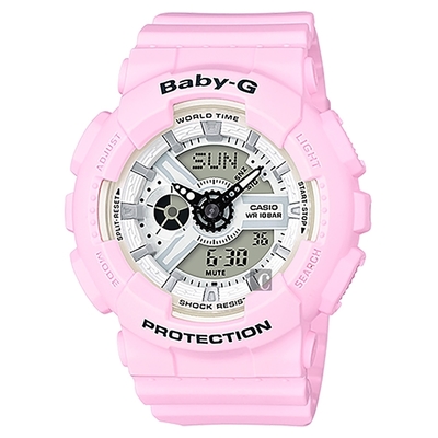 CASIO 卡西歐 Baby-G 粉嫩雙顯錶 迎春好禮-粉紅 BA-110BE-4ADR