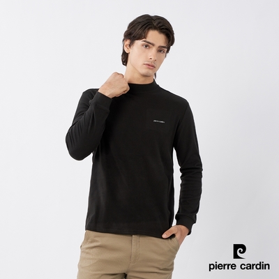 Pierre Cardin皮爾卡登 男款 蓄熱保暖輕磨毛小立領長袖T恤-黑色(7235291-99)