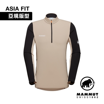 【Mammut】Aenergy ML Half Zip Pull AF Men 保暖立領半拉鍊長袖排汗衣 薩凡納褐/黑 男款 #1016-01120