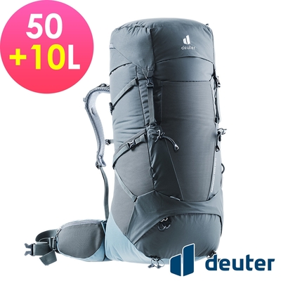 【deuter 德國】AIRCONTACT CORE 50+10L拔熱式透氣背包3350322黑水藍/長途登山包/自助背包客/休閒旅遊包