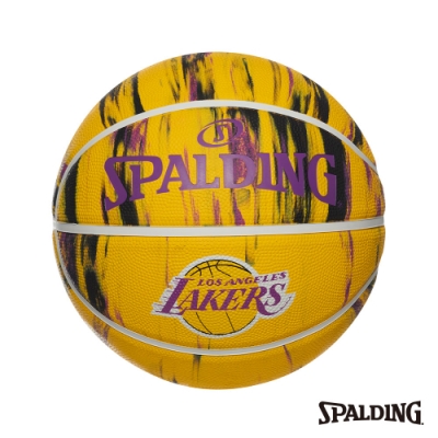 SPALDING 斯伯丁 NBA 隊徽球 大理石印花系列-湖人 RUBBER 籃球 7號