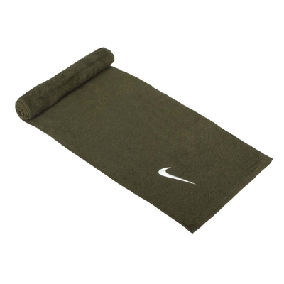 NIKE SOLID CORE長型毛巾-120*25CM-純棉 游泳 慢跑 N1001540367NS 軍綠白