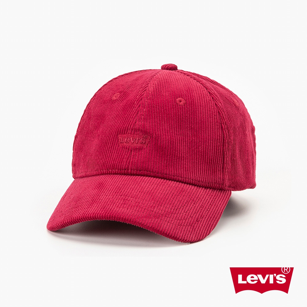 Levis 男女同款 可調式皮環丹寧棒球帽 / 精工刺繡Logo / 紅