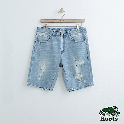 男裝Roots-DENIM-刷破牛仔短褲-藍