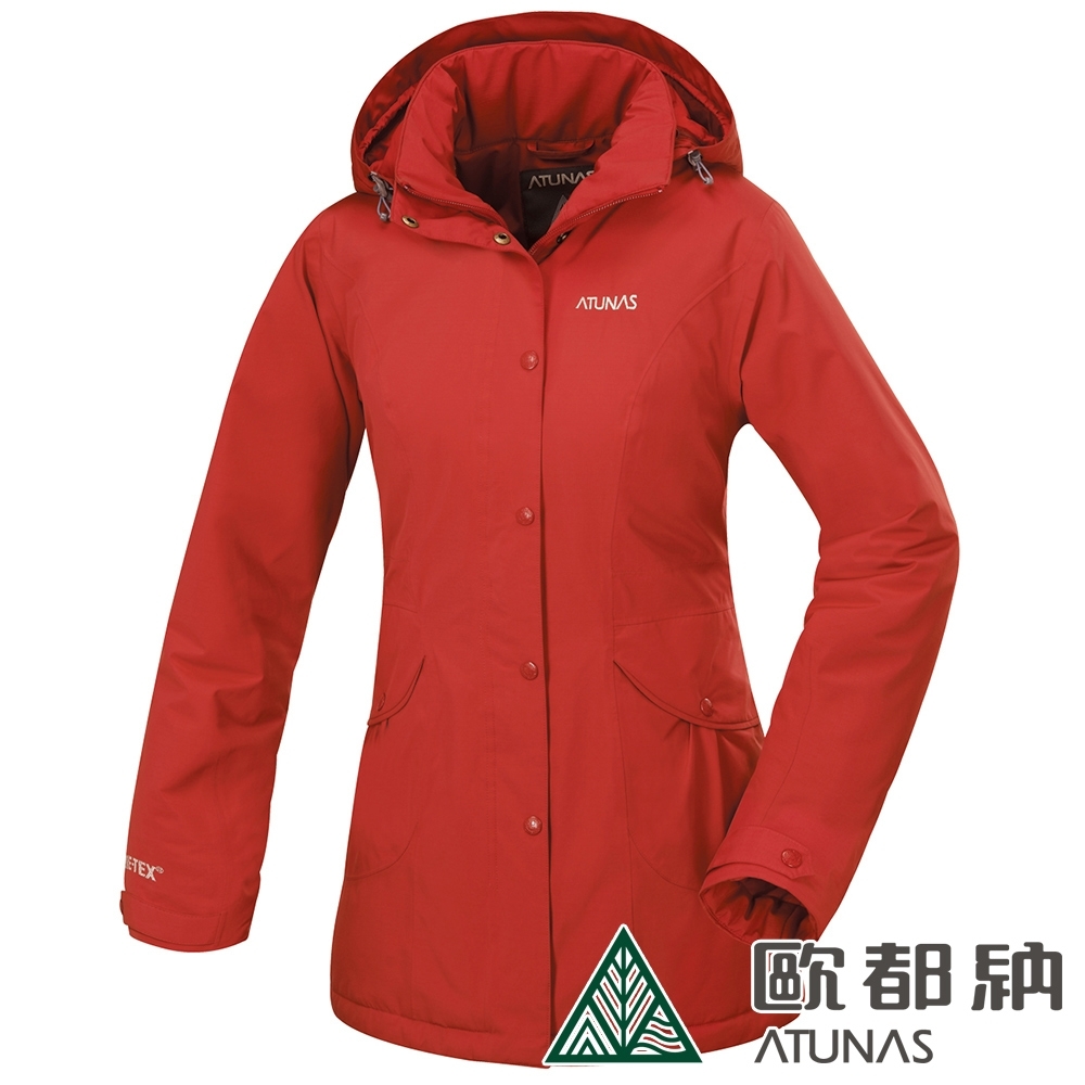 【ATUNAS 歐都納】女款單件式GORE-TEX防水科技保溫棉外套A-G1550W紅