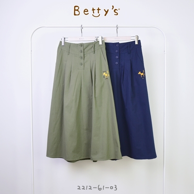 betty’s專櫃款　 小鹿鬆緊壓褶素色長裙(綠色)