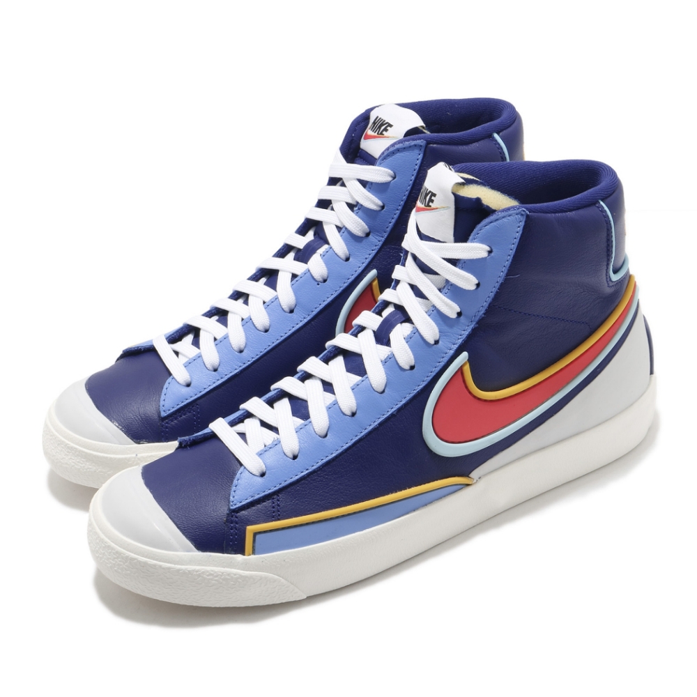 Nike 休閒鞋 Blazer Mid 77 運動 男鞋 復古 舒適 穿搭 皮革 質感 簡約 球鞋 藍 紅 DA7233400