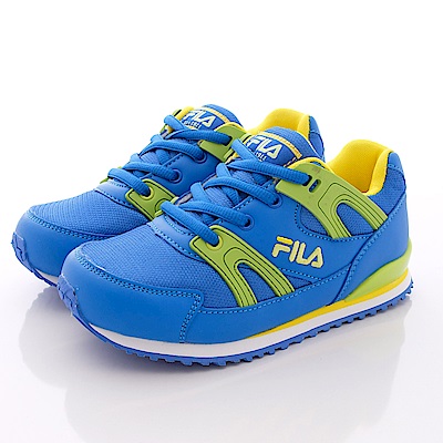 FILA頂級童鞋款-復古綁帶款-EI11Q-366藍綠(中大童段)T1