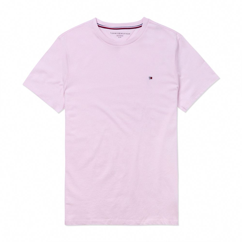 TOMMY 熱銷刺繡Logo圓領素面短袖T恤-粉色