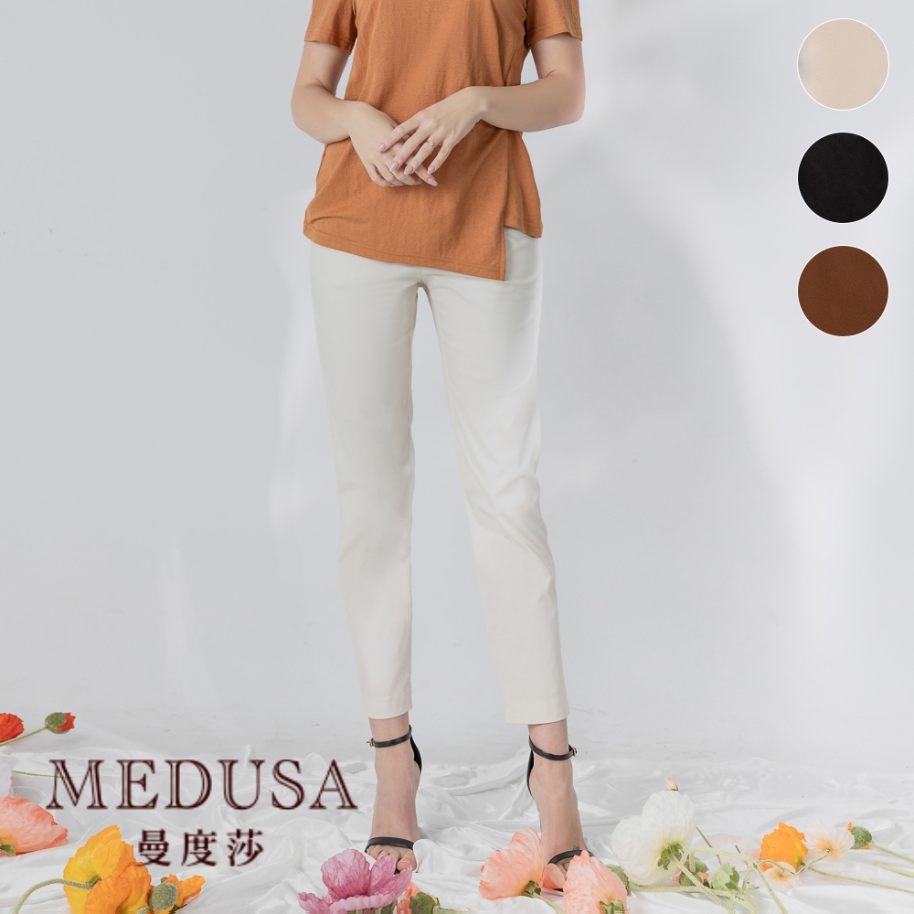 現貨【MEDUSA 曼度莎】水鑽裝飾修身棉質長褲 - 3色（M-2L）｜女長褲  加大尺碼