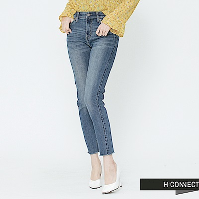 H:CONNECT 韓國品牌 女裝-微彈刷色合身牛仔褲-藍
