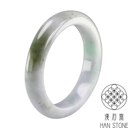 【漢石齋】天然翡翠A貨 手鐲玉鐲 春帶彩種(手圍17.4/版寬13.5mm)