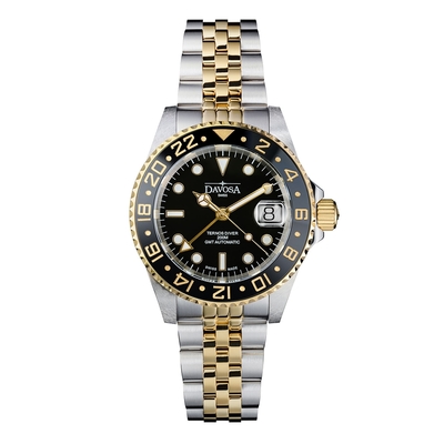 DAVOSA 161.591.05 40mm TT GMT 雙時區潛水專用️錶-PVD 金色/五銖半金鋼帶款