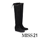 過膝靴 MISS 21 舒適時尚後綁帶楔型高跟過膝靴－黑 product thumbnail 1