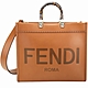 FENDI Sunshine 中型 字母烙印小牛皮玳瑁提柄兩用托特包(棕色) product thumbnail 1