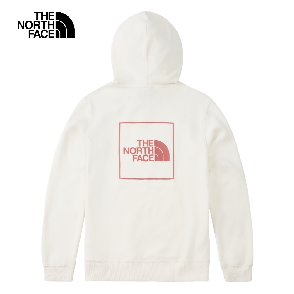 【The North Face 官方旗艦】北面女款米白色背部大尺寸印花寬鬆連帽大學T｜86QCN3N