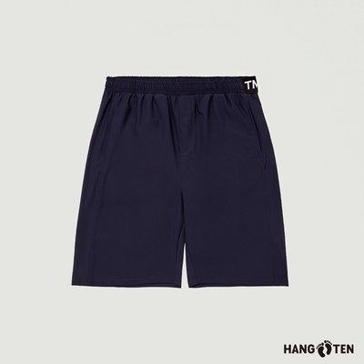 Hang Ten-男裝-恆溫多功能-REGULAR FIT冰絲涼感腰頭鬆緊機能短褲-丈青