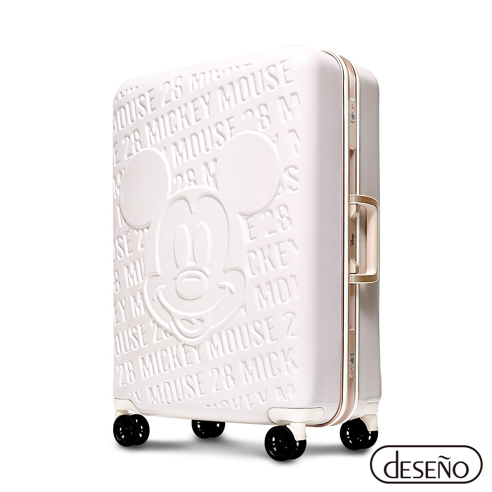 【限量贈行李箱】【Deseno 笛森諾】Disney 迪士尼 皇家米奇復刻款24吋 浮雕系列行李箱-白金