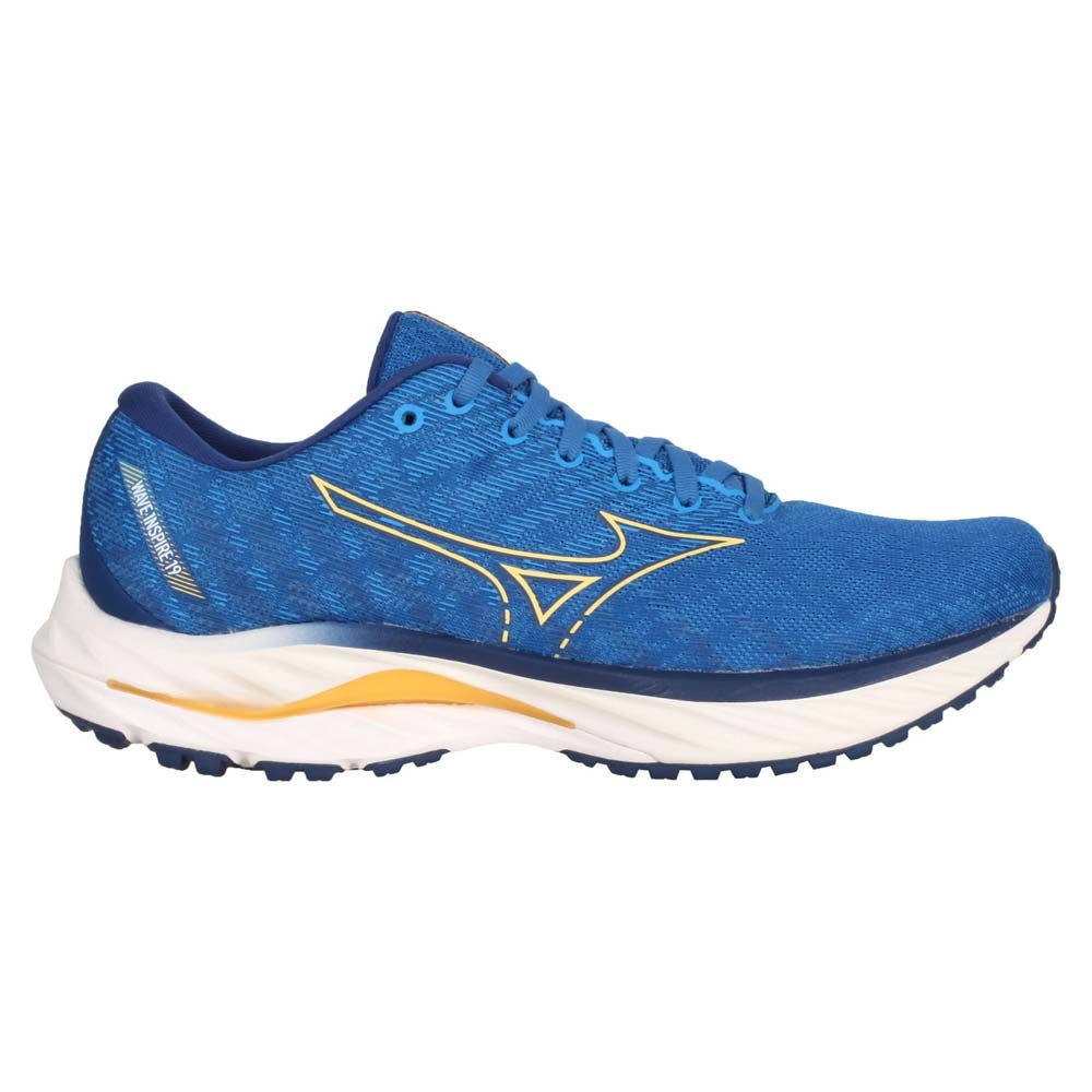 MIZUNO WAVE INSPIRE 19男慢跑鞋-運動 美津濃 J1GC234406 藍金白