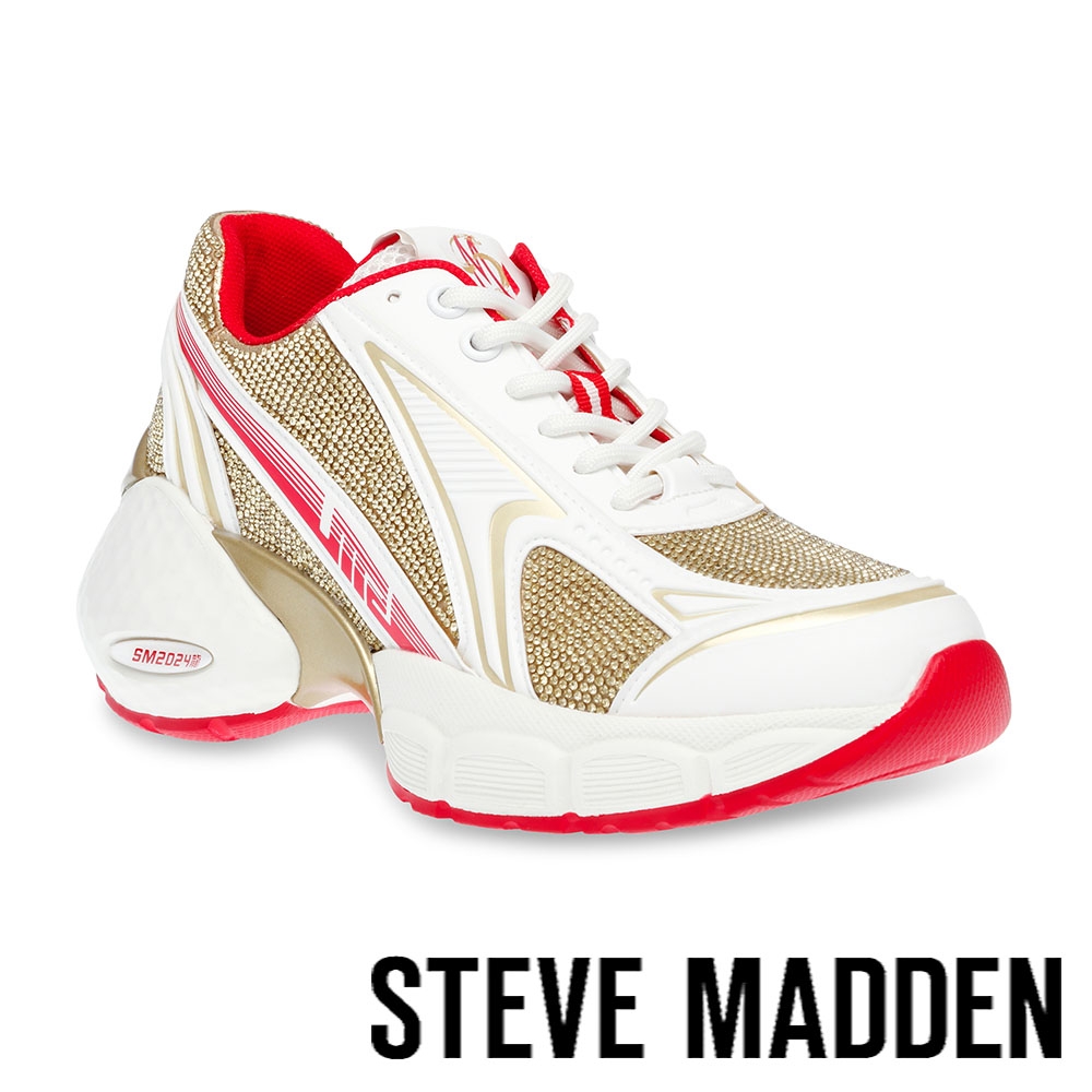 STEVE MADDEN-SATELLITE 鑽面拼接綁帶老爹鞋-紅金色