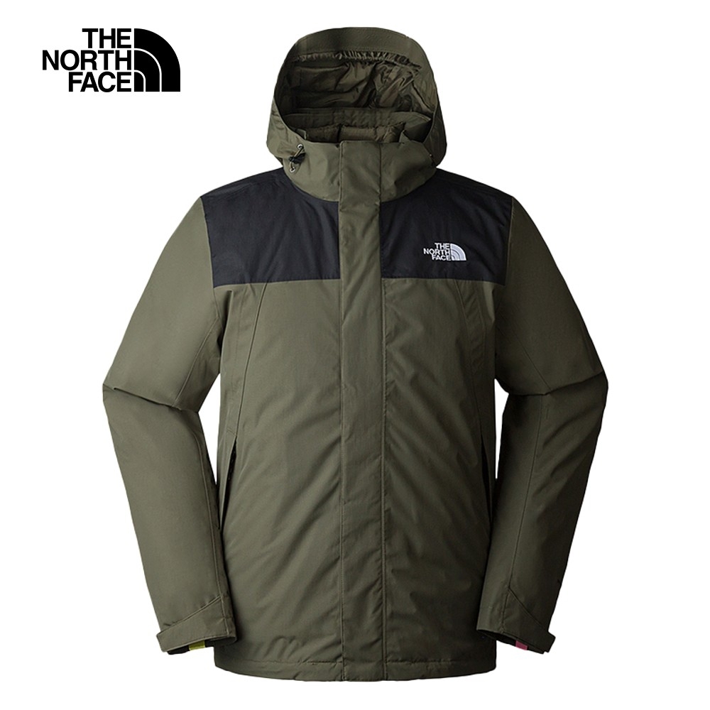 【The North Face 官方旗艦】北面男款綠黑拼接防水透氣保暖連帽三合一外套｜892A21L