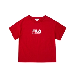 FILA 女短袖圓領上衣-紅 5TEV-1504-RD