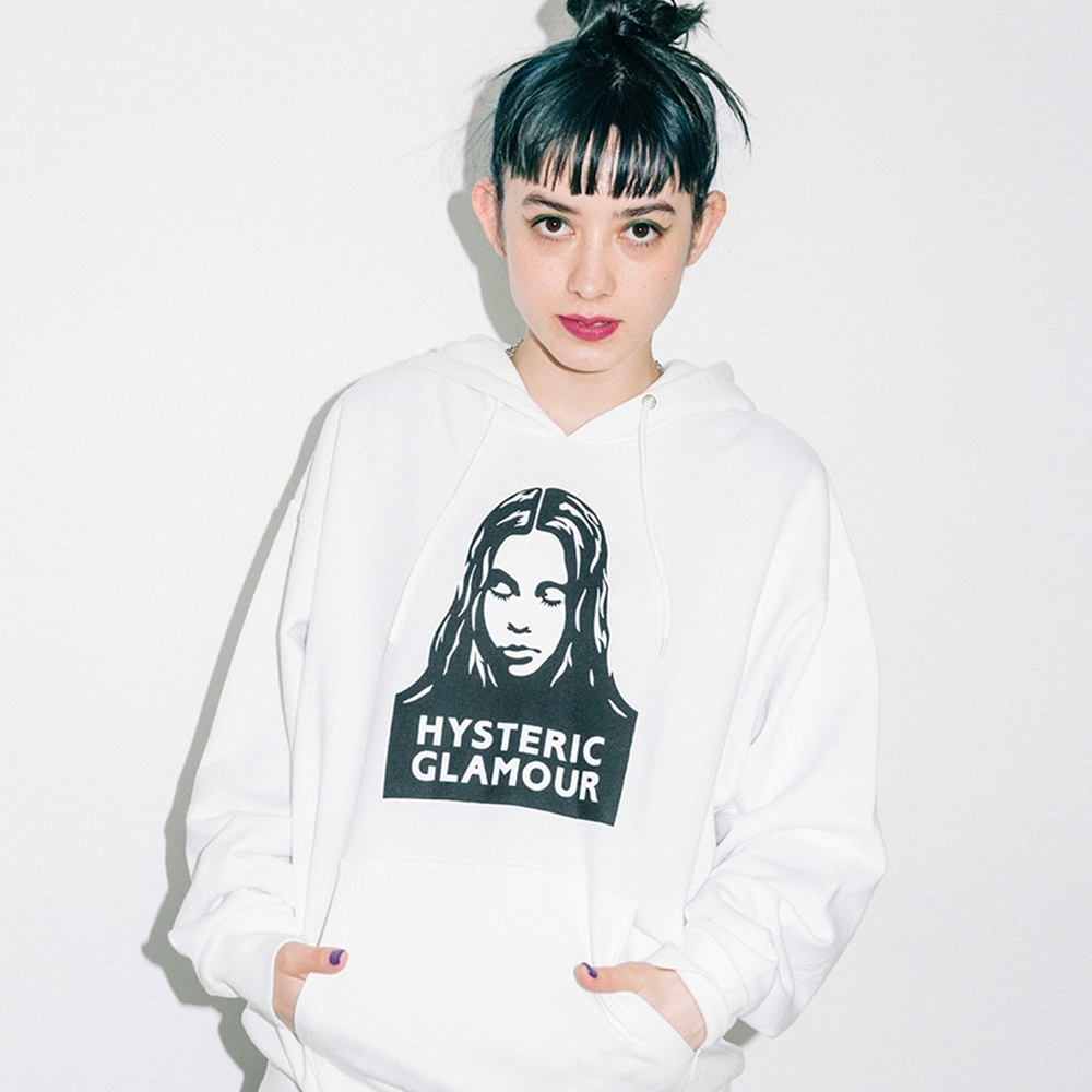 X-girl × HYSTERIC GLAMOUR FACE SWEAT聯名連帽上衣-白| Yahoo