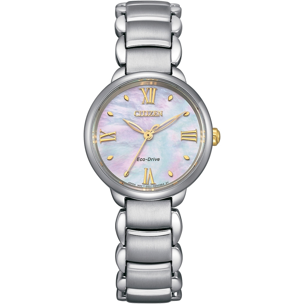 CITIZEN 星辰 聖誕節推薦錶 L系列 時尚光動能大三針腕錶-女錶(EM0927-87Y)28mm