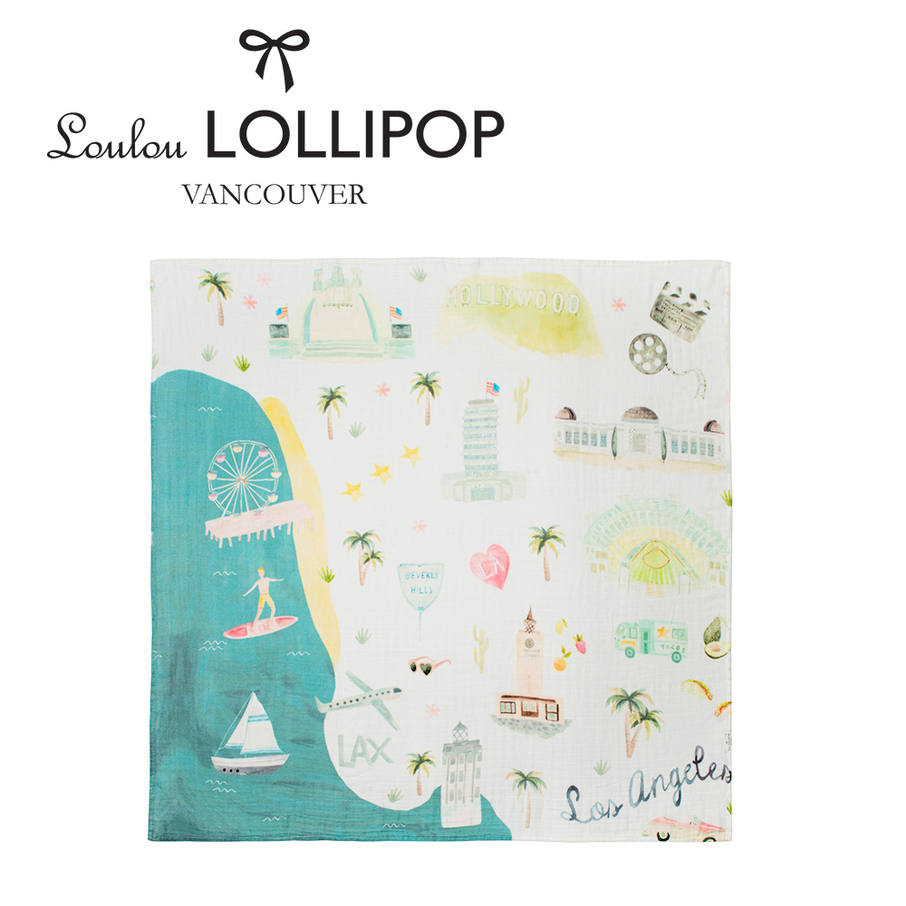 加拿大Loulou lollipop 竹纖維透氣包巾120x120cm-美國洛杉磯
