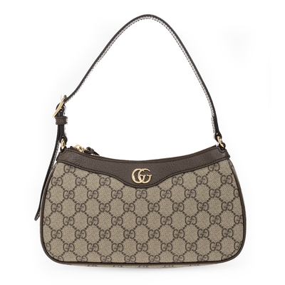 【GUCCI 古馳】735145 新款Ophidia經典GG Supreme帆布輕巧手提/肩背腋下包(棕色)