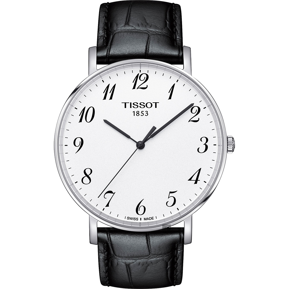 TISSOT 天梭 官方授權 Everytime 經典雋永石英手錶-銀x黑/42mm T1096101603200