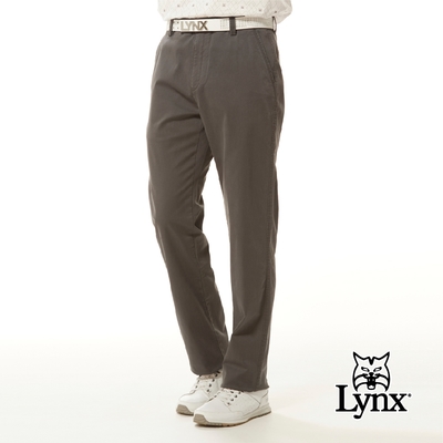 【Lynx Golf】男款彈性舒適百搭混紡材質素面款式平面休閒長褲-深灰色