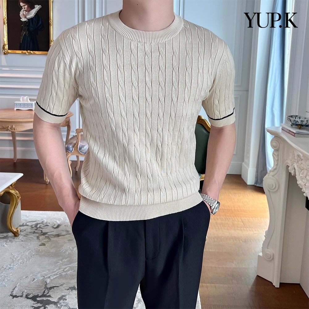 YUP.K 簡約日系純色針織上衣(KDTY-M869) (卡其色)