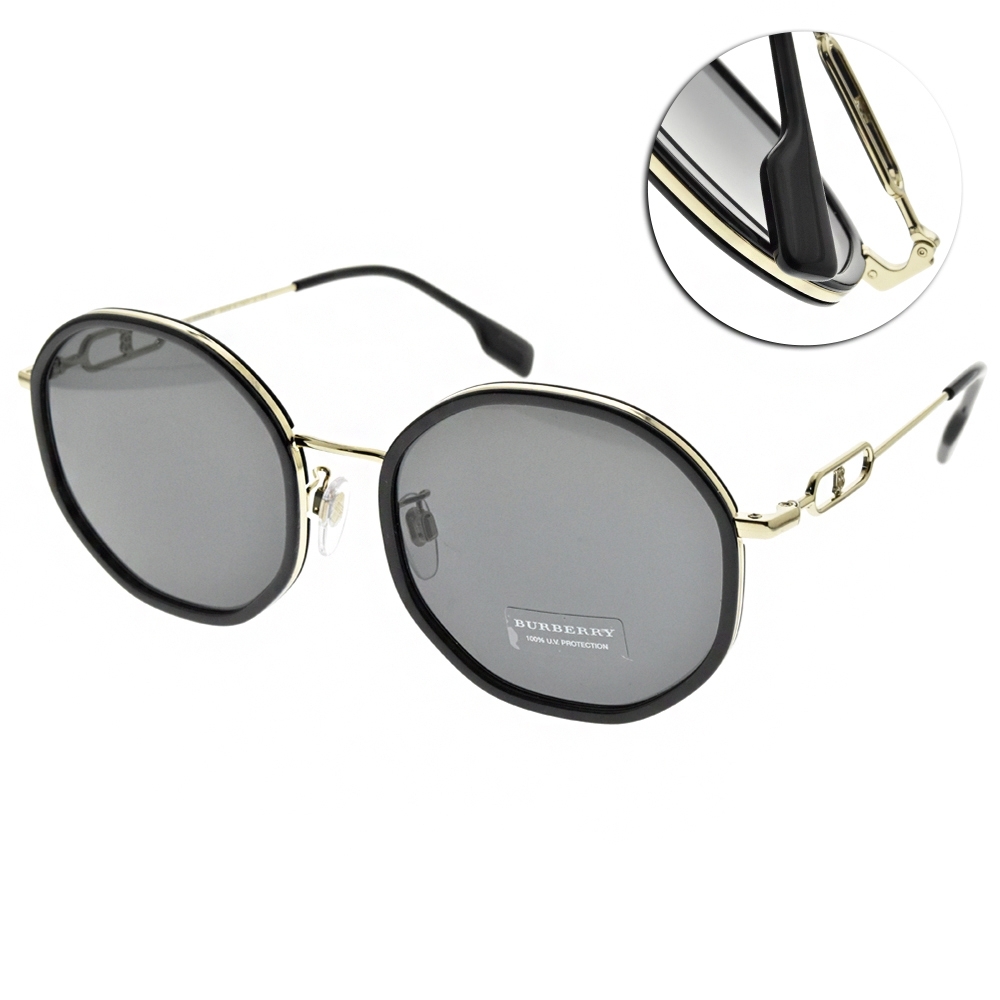 BURBERRY 太陽眼鏡LOGO圓框/黑-金-灰藍鏡片#B3127D 110987 | 太陽眼鏡/墨鏡| Yahoo奇摩購物中心