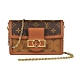 LV M68746 DAUPHINE花紋LOGO Monogram Reverse帆布鏈帶斜背包(棕 product thumbnail 1