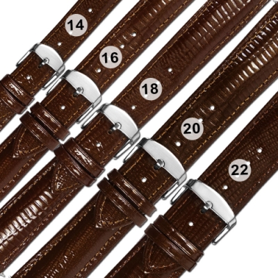 Watchband / 14.16.18.20.22 mm / 別緻鮮亮 色澤蜥蜴紋路 快拆 壓紋真皮錶帶 金棕色