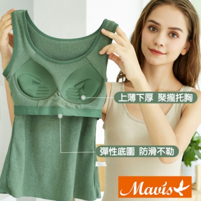 Mavis瑪薇絲-陽離子保暖發熱罩杯背心/BRA背心(綠色)